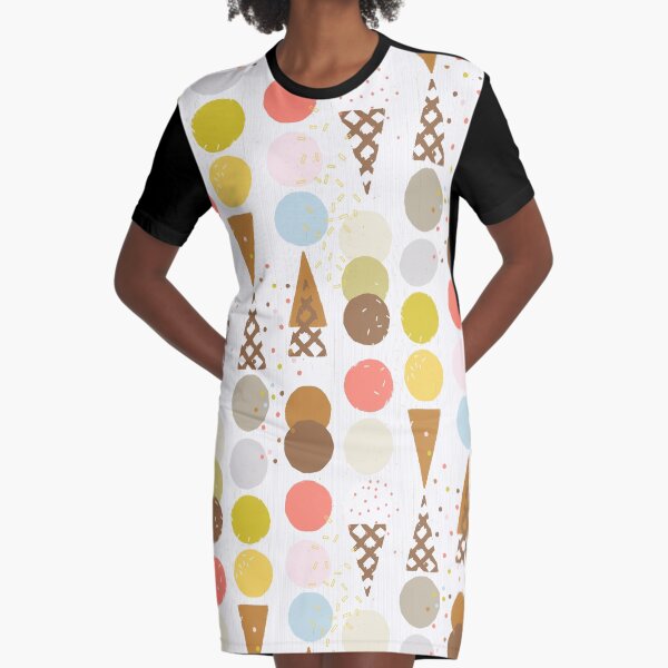 Ice Cream Cones M+M White by Friztin Graphic T-Shirt Dress