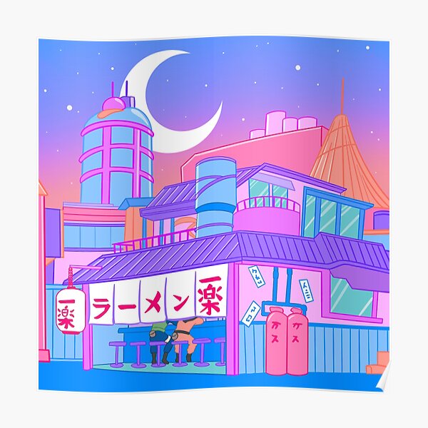 Pastel Village Poster