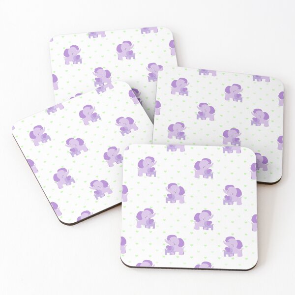 Item preview, Elephants - Purple with green hearts designed and sold by PeppermintCreek.