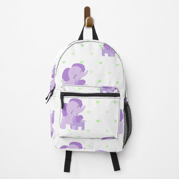 Item preview, Elephants - Purple with green hearts designed and sold by PeppermintCreek.