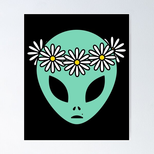 Item preview, Copy of Flower Child Alien Cartoon w/ Black Background  designed and sold by AlwaysGrowing.