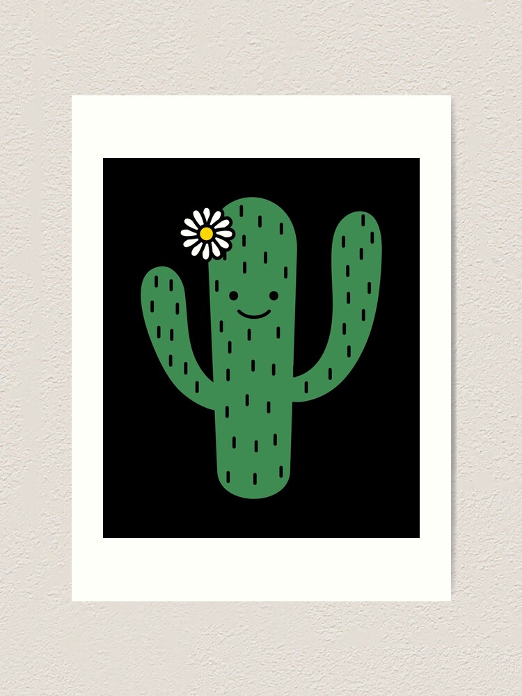 Copy of Cute Cactus Flower Cartoon w/ Black Background Copy of Cute Cactus Flower Cartoon w/ Black Background