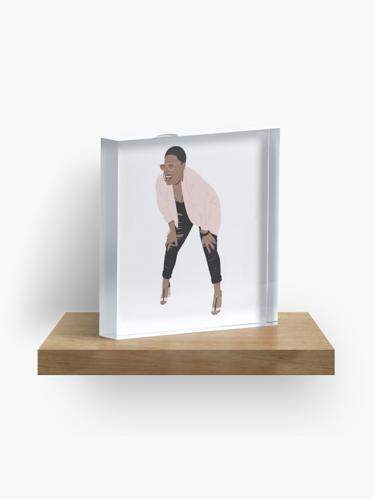 Thumbnail 1 of 5, Acrylic Block, squinting squatting woman meme designed and sold by cameronbaba.