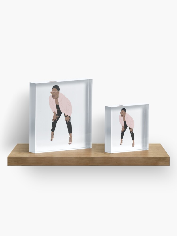 Thumbnail 4 of 5, Acrylic Block, squinting squatting woman meme designed and sold by cameronbaba.
