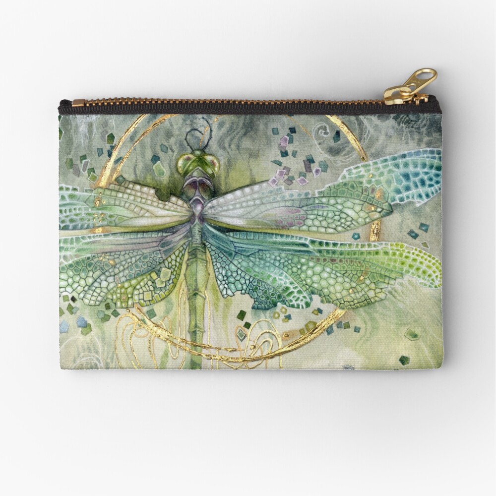 Green Dragonfly Zipper Pouch