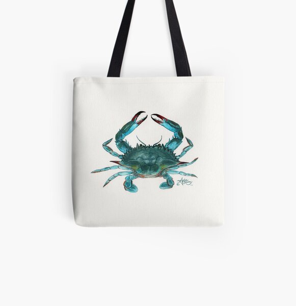 "Blue Crab" by Amber Marine, watercolor painting, © 2013 All Over Print Tote Bag
