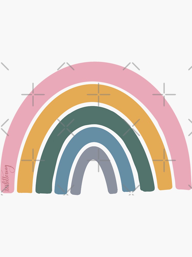 "muted rainbow illustration" Sticker for Sale by rileysimon Redbubble