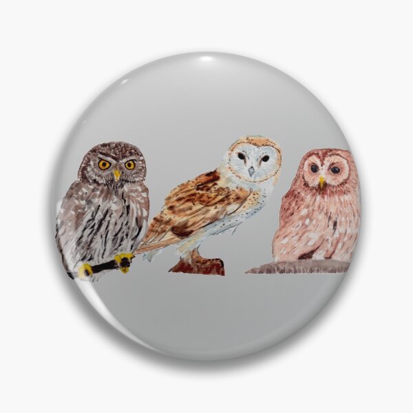 Item preview, Trio of Owls gray background designed and sold by Zamen.
