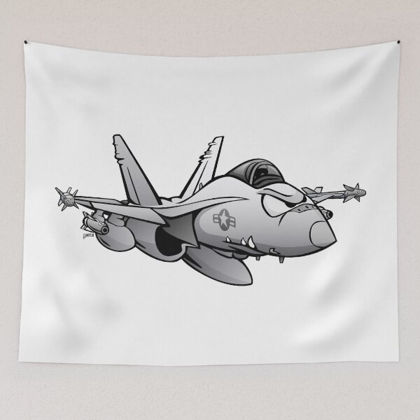 Item preview, F/A-18 Hornet Military Fighter Attack Jet Airplane Cartoon designed and sold by hobrath.