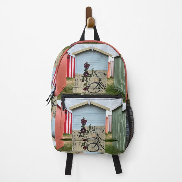 Item preview, beach cabin decorated with bike and hollyhock designed and sold by AHELENE.