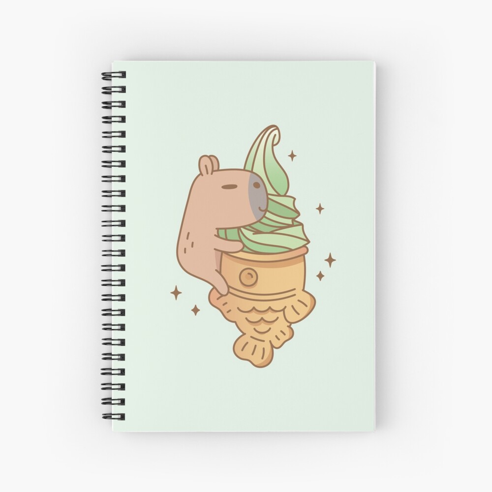 Capybara with Matcha Taiyaki Ice cream Spiral Notebook