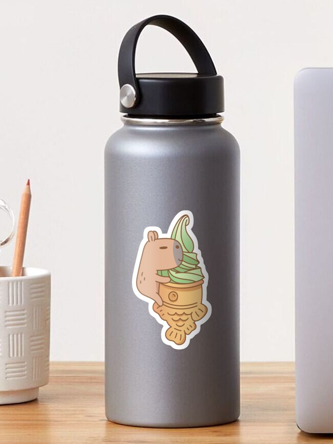 Moonch the Capybara with Taiyaki Ice Cream | Vinyl Sticker Moonch the Capybara with Taiyaki Ice Cream | Vinyl Sticker