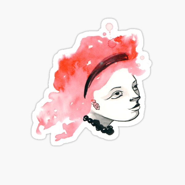 Redhead Watercolor girl Sticker