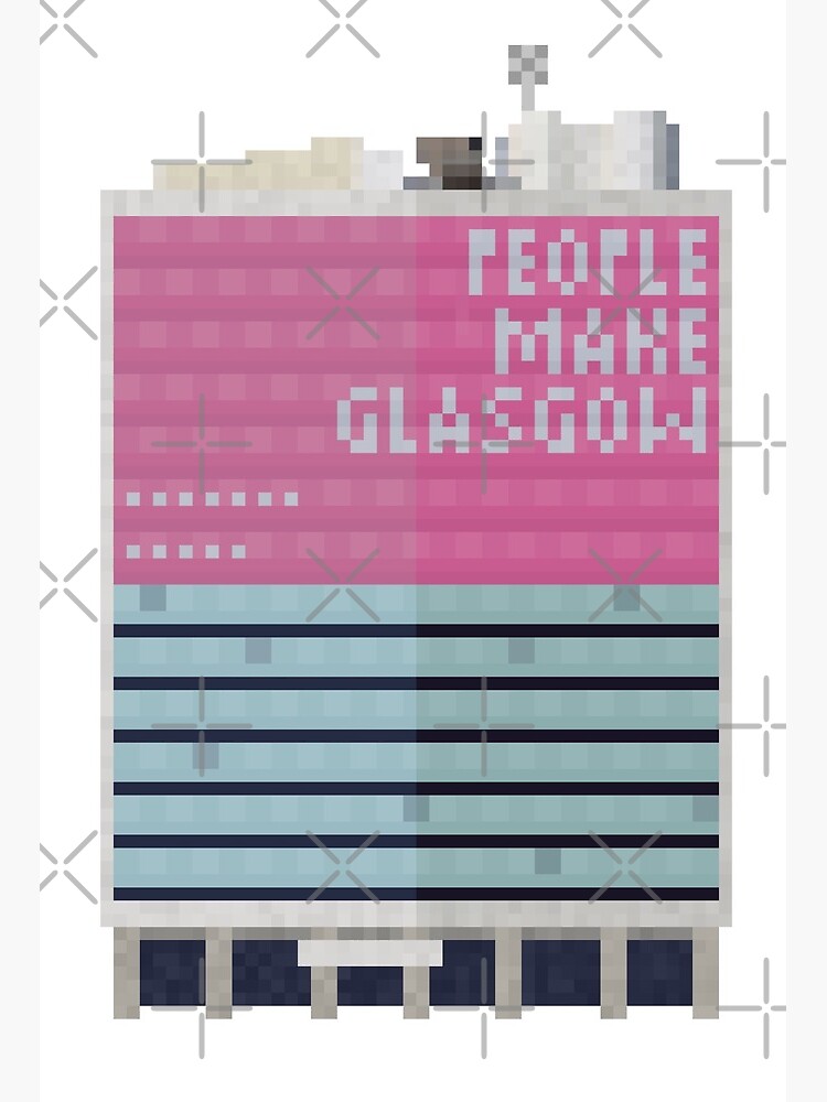 Thumbnail 2 of 2, Art Board Print, People Make Glasgow Pixel Tower designed and sold by TheRandomFactor.