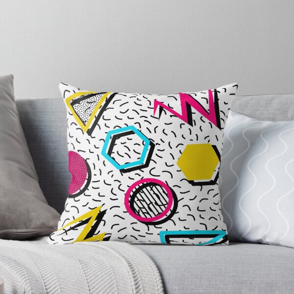 Item preview, Abstract retro colorful orange, blue and pink 80s memphis style geometrical pattern designed and sold by UDDesign.