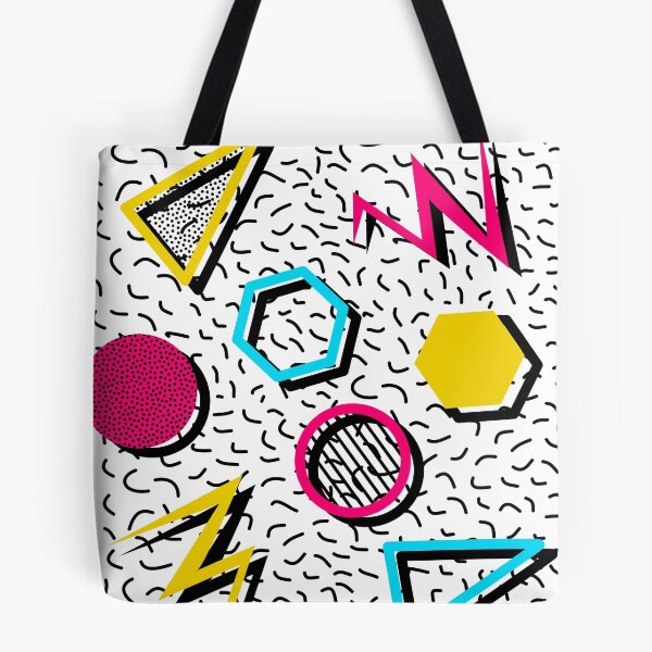 Item preview, Abstract retro colorful orange, blue and pink 80s memphis style geometrical pattern designed and sold by UDDesign.