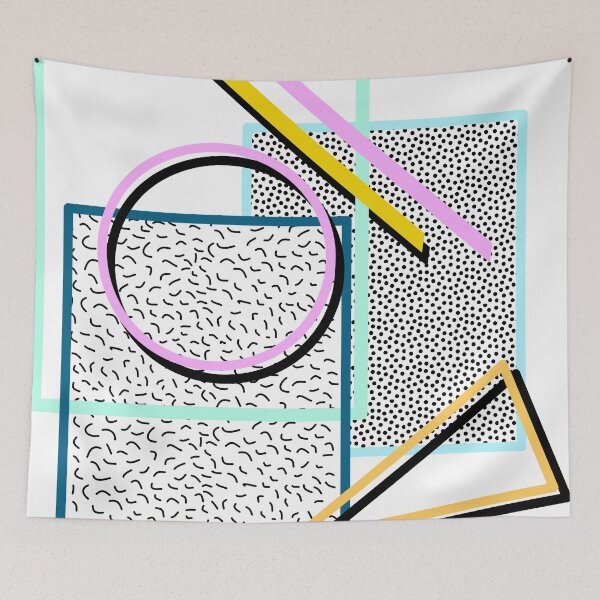 Item preview, Abstract retro colorful orange, blue and pink 80s memphis style geometrical objects designed and sold by UDDesign.