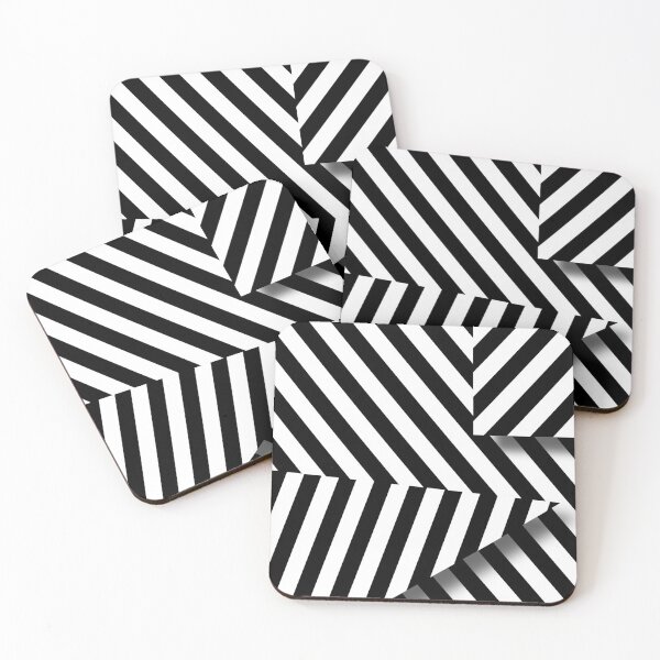 Item preview, 1950 retro modern memphis style black and white geometric stripe pattern designed and sold by UDDesign.