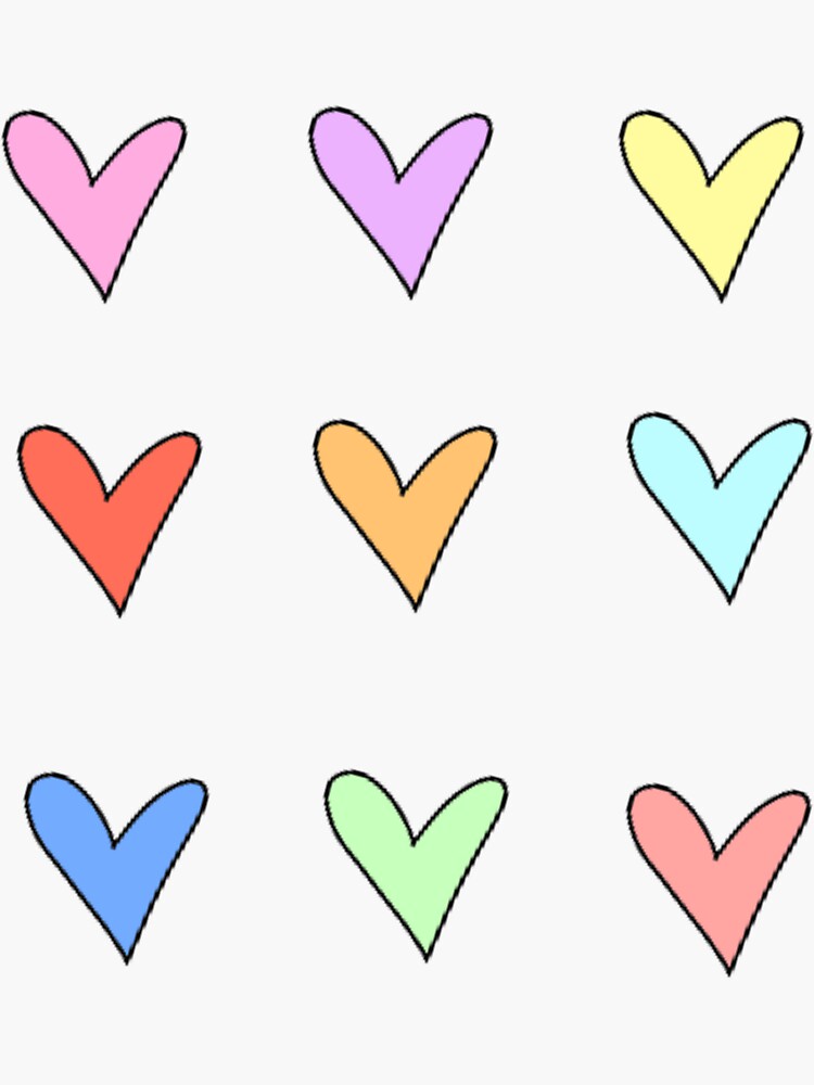 "Pastel Heart Stickers" Sticker for Sale by stuckatthehip Redbubble