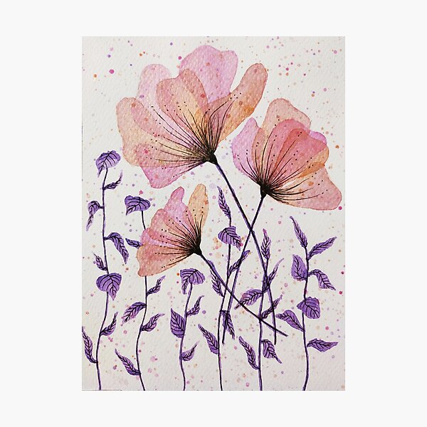 Pink purple floral design Photographic Print