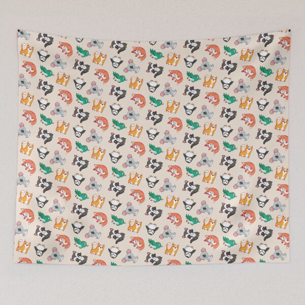 Item preview, Kawaii Cat Dog Penguin Racoon Koala Bird Pattern designed and sold by Patterntastic.