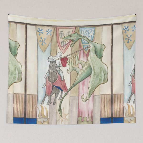Item preview, medieval knight fights dragon designed and sold by Miriam Steinau.