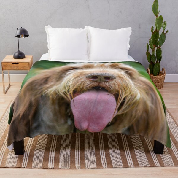 Happy Panting Spinone Throw Blanket