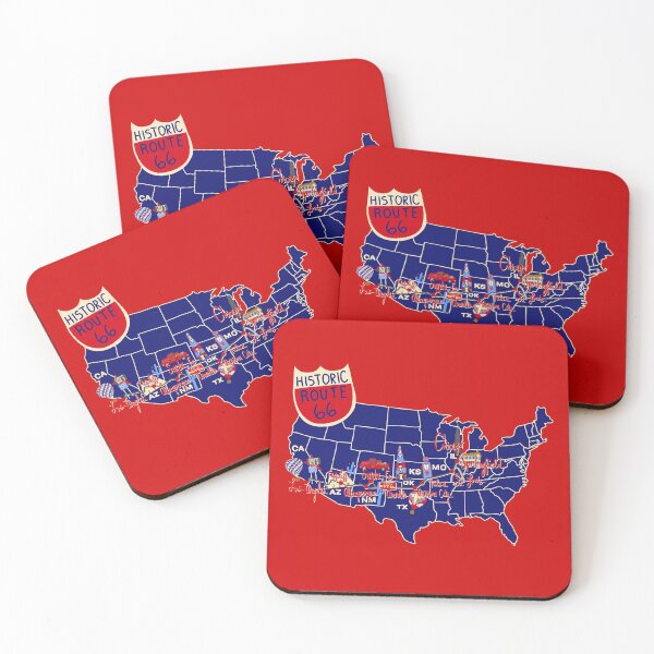 Item preview, Historic Route 66 Map Blue designed and sold by jenbucheli.