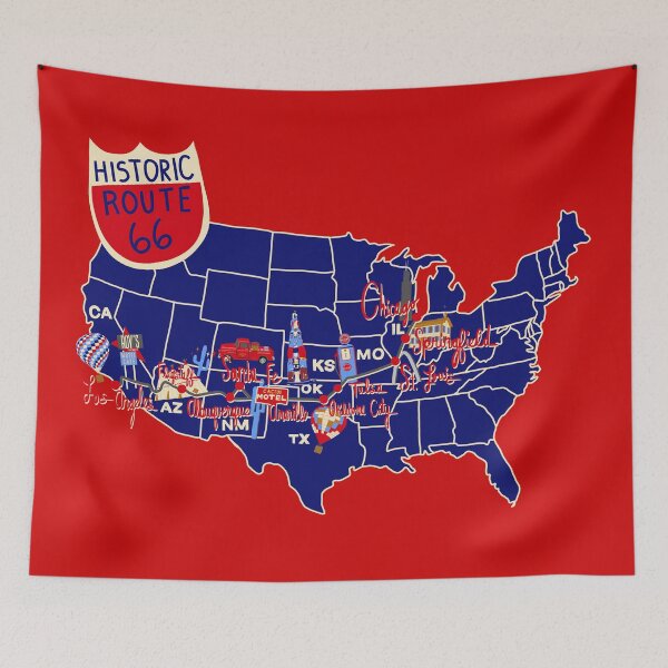 Item preview, Historic Route 66 Map Blue designed and sold by jenbucheli.