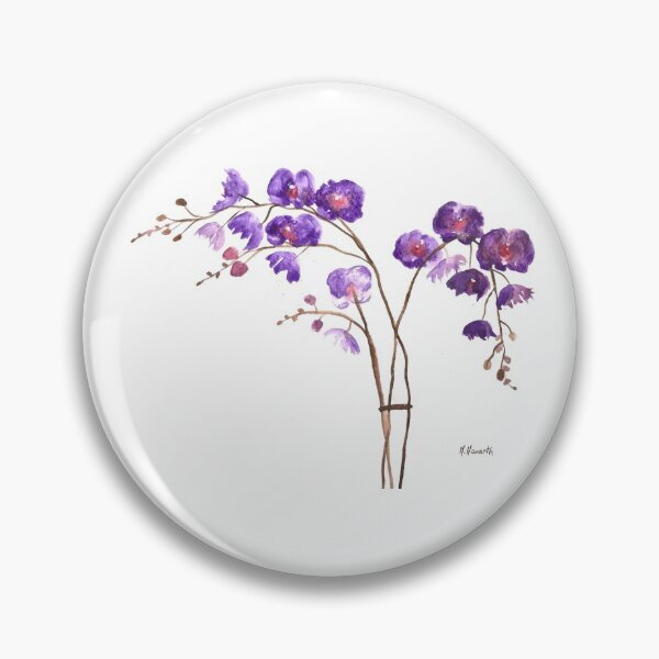 Item preview, Purple orchids flowers Watercolour painting  designed and sold by Artbymonika.