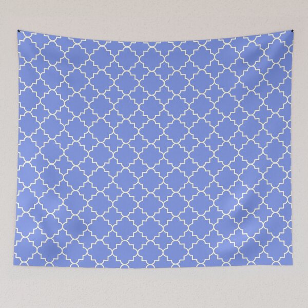 Item preview, Cornflower Blue Ivory Moroccan Quatrefoil Tile Pattern designed and sold by museofdreamers.