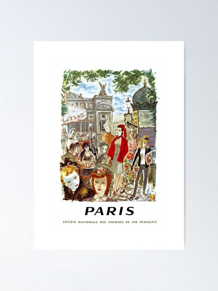 Alternate view of 1962 PARIS French National Railways Travel Poster Poster