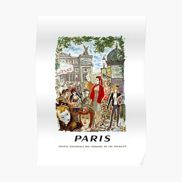 1962 PARIS French National Railways Travel Poster Poster