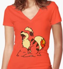 Growlithe Use Tackle! Women's Fitted V-Neck T-Shirt