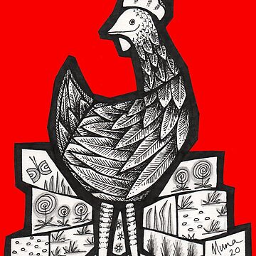 Artwork thumbnail, Happy Hen mosaic illustration by Muna Zuberi