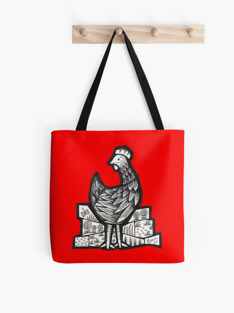 Thumbnail 1 of 2, Tote Bag, Happy Hen mosaic illustration designed and sold by MunaZuberi.