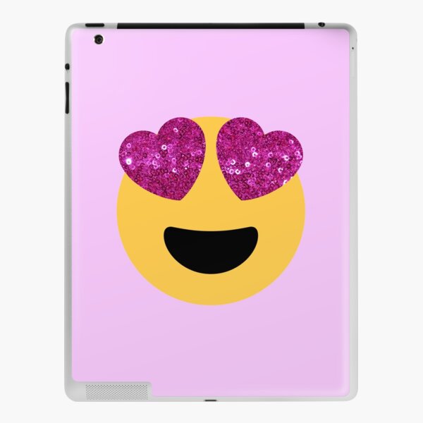 glitter print heart eye emoji iPad Skin
