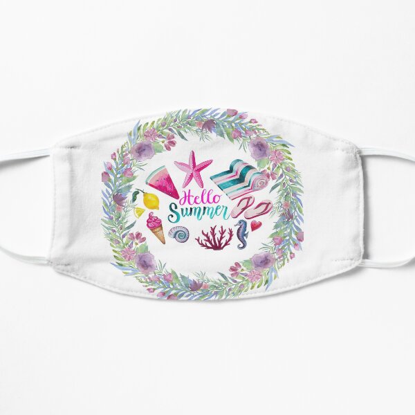 Hello Summer Designed For Summer Season, Floral Design Flat Mask