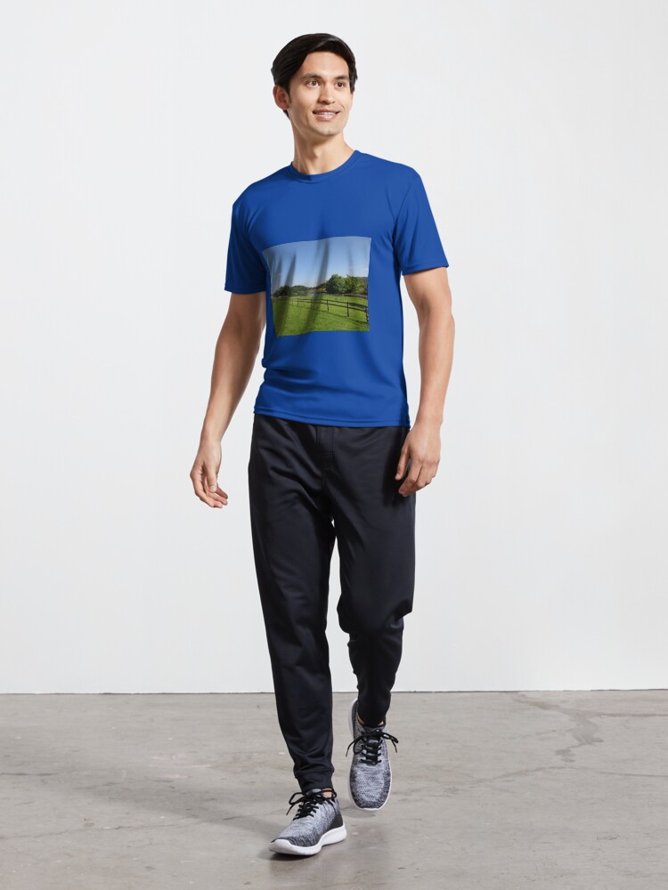 Alternate view of M.I. #90 |☼| Stream Beyond The Fenced Field (Hadrian's Wall) Active T-Shirt