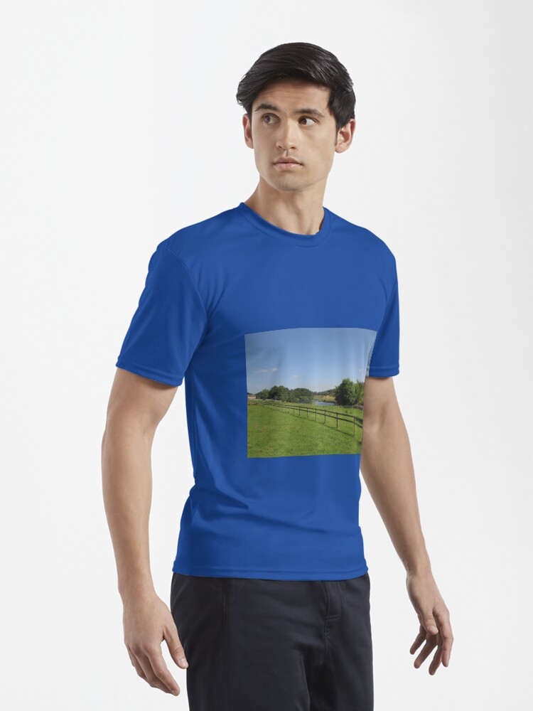 Alternate view of M.I. #90 |☼| Stream Beyond The Fenced Field (Hadrian's Wall) Active T-Shirt