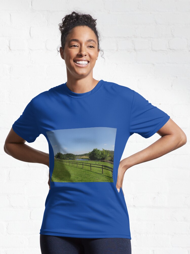 Alternate view of M.I. #90 |☼| Stream Beyond The Fenced Field (Hadrian's Wall) Active T-Shirt