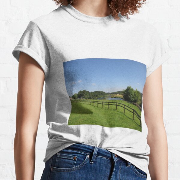 Merch #90 -- Stream Beyond The Fenced Field (Hadrian's Wall) Classic T-Shirt