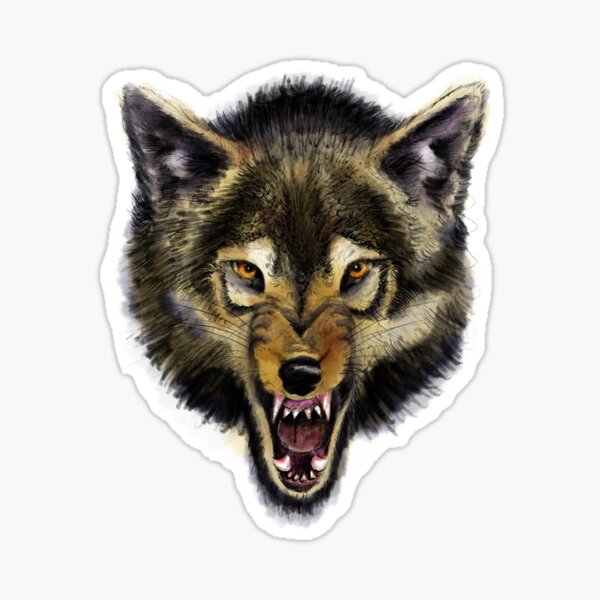 Pegatina «Lobo gruñendo» de InkedEagle | Redbubble