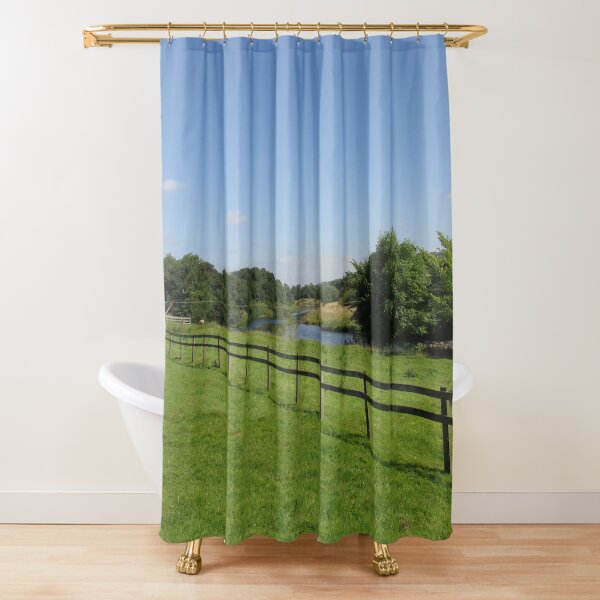 Merch #90 -- Stream Beyond The Fenced Field (Hadrian's Wall) Shower Curtain