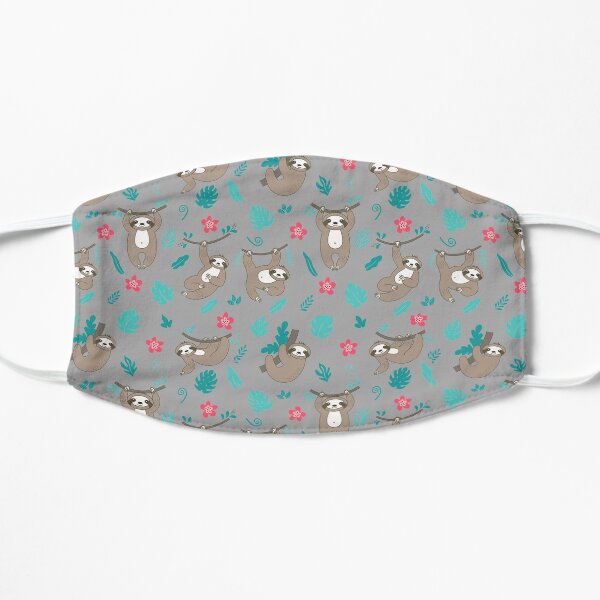 Cute Sloth Pattern - Grey Flat Mask