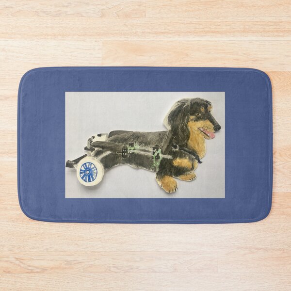 Item preview, Merry dachshund in his doggy wheelchair designed and sold by HollyAngharad1.