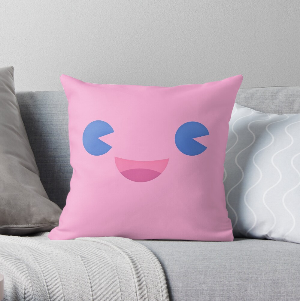 Happy Little Face - Bubblegum Throw Pillow
