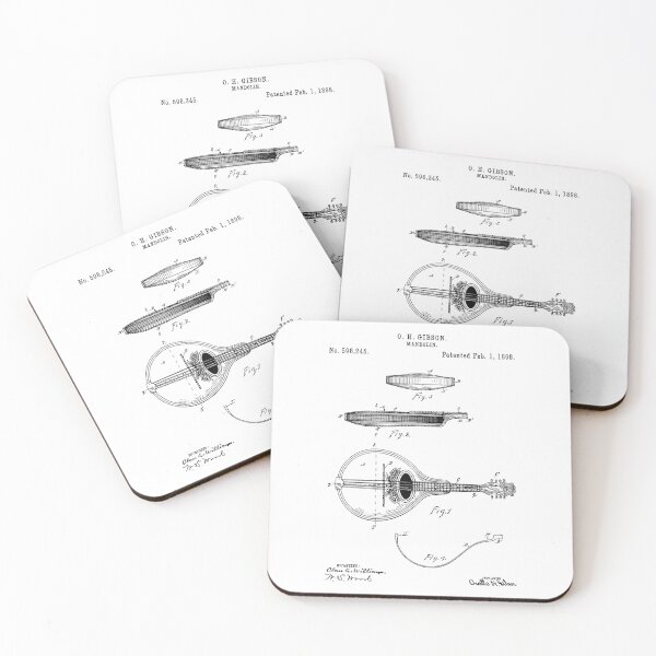 Item preview, Vintage Mandolin Patent 1898 Drawing Art designed and sold by designsnmore.