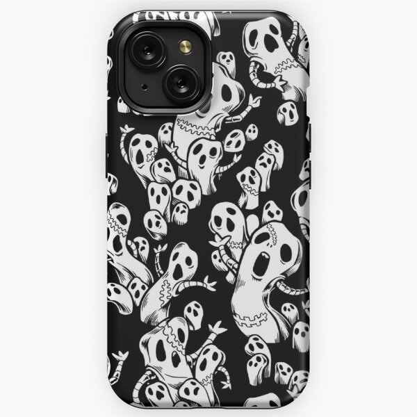 A - Black Silver Vintage Monogram on Modern Glossy Black iPhone 15