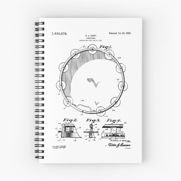 Item preview, Vintage Tambourine Patent 1922 Drawing Art designed and sold by designsnmore.